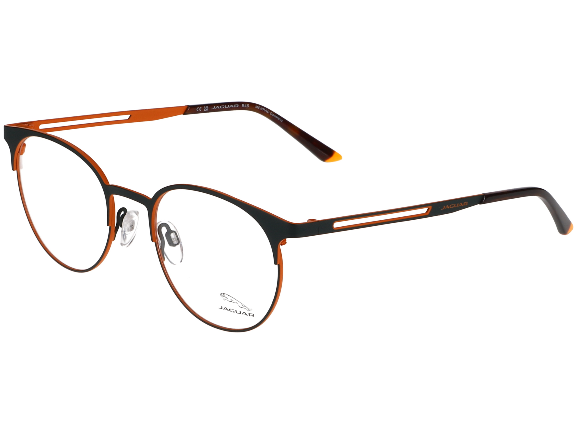 Das Bild zeigt die Korrektionsbrille 3628 4100 von der Marke Jaguar in Grün/Orange.