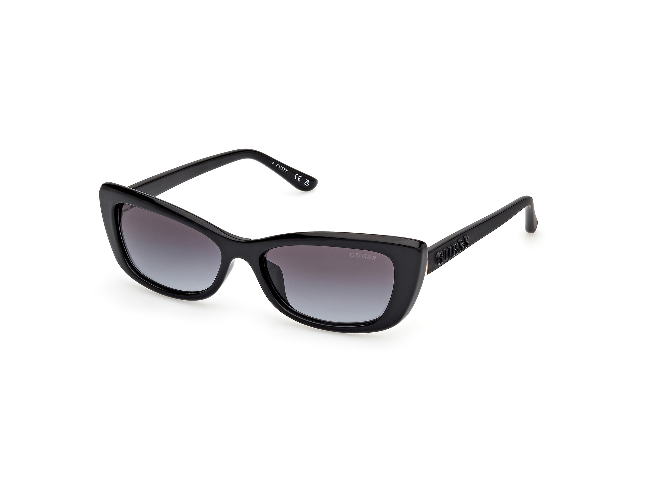Das Bild zeigt die Sonnenbrille GU00156-H 01B von der Marke Guess in schwarz.